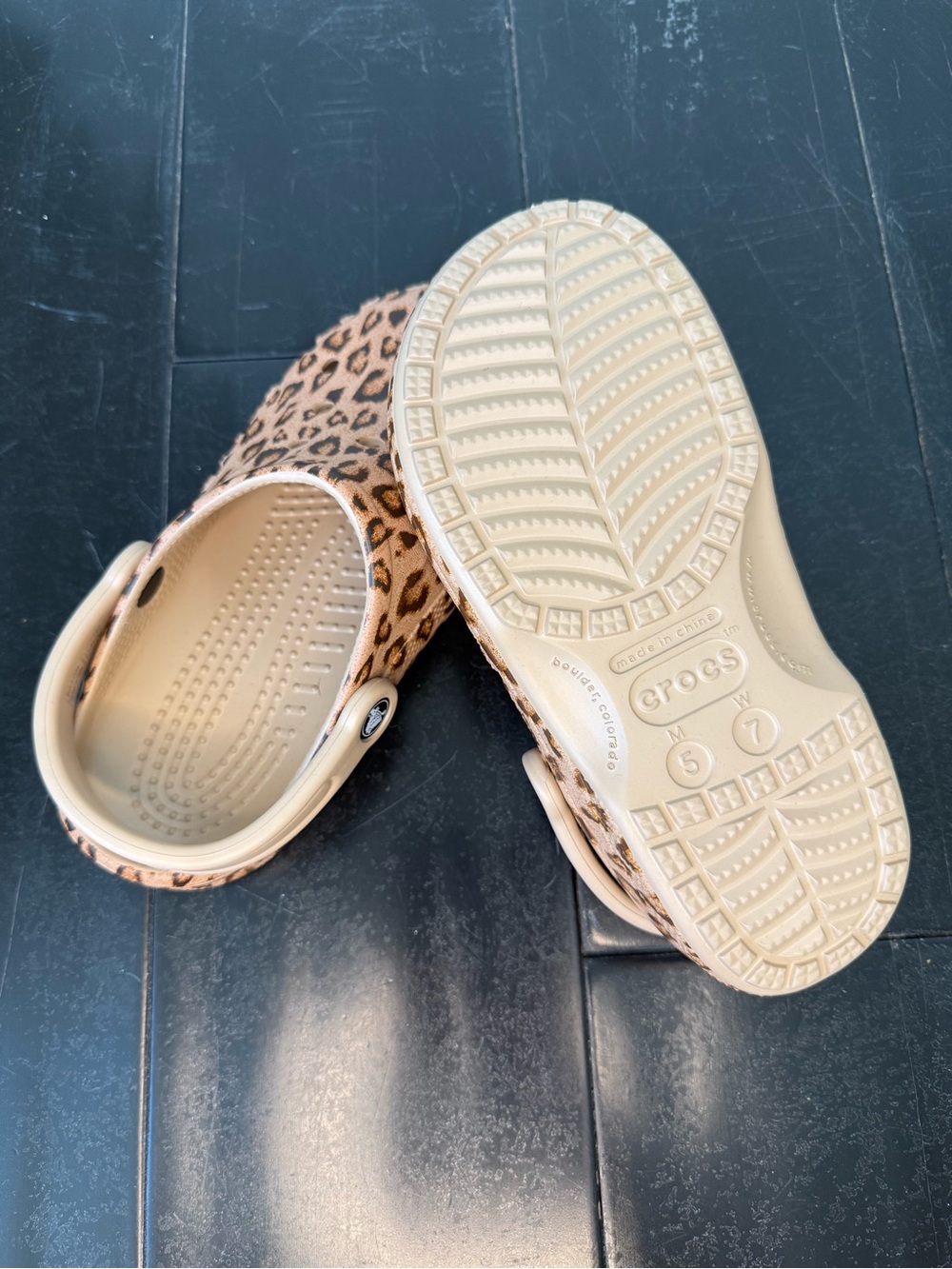 NWOT CROCS Leopard-Print Classic Clogs - Tan - Picture 5 of 5